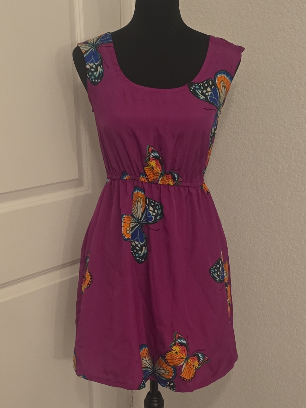 Xhilaration Purple Butterfly Print Mini Dress